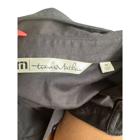 TRAVIS MATHEW Black Gray Colorblock Polo Shirt Size Medium - Picture 2 of 8